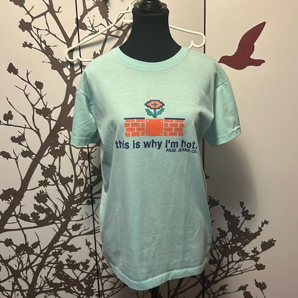 TEE & CO BY PAGE Men’s Size Medium Aquamarine Green/Blue Graphic T-Shirt $15 - Picture 2 of 7